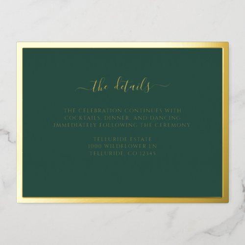 Green Gold Foil Wedding Enclosure Card