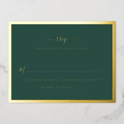 Green Gold Foil Wedding RSVP Card