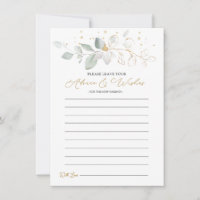 Green Gold Foliage Advice & Wishes for New Parents Invitation