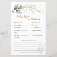 Green & Gold Foliage Baby Prediction & Advice card