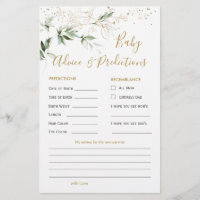 Green & Gold Foliage Baby Prediction & Advice card