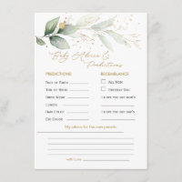 Green & Gold Foliage Baby Prediction & Advice Enclosure Card