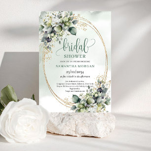 Green Gold Foliage Bridal Shower Invitation