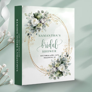 Green Gold Foliage Bridal Shower Memory Album 3 Ring Binder
