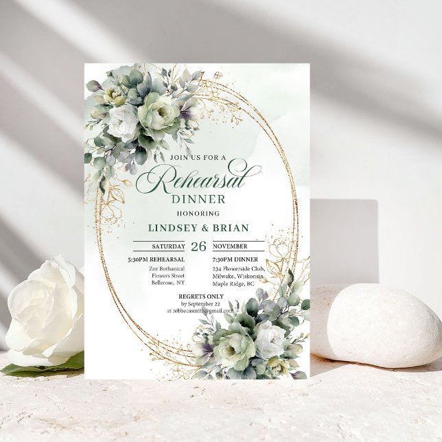 Green Gold Foliage Rehearsal Dinner Invitation (Green Gold Foliage Rehearsal Dinner Invitation)