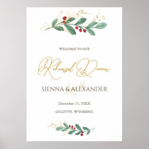 Green Gold Foliage Rehearsal Dinner Welcome Sign