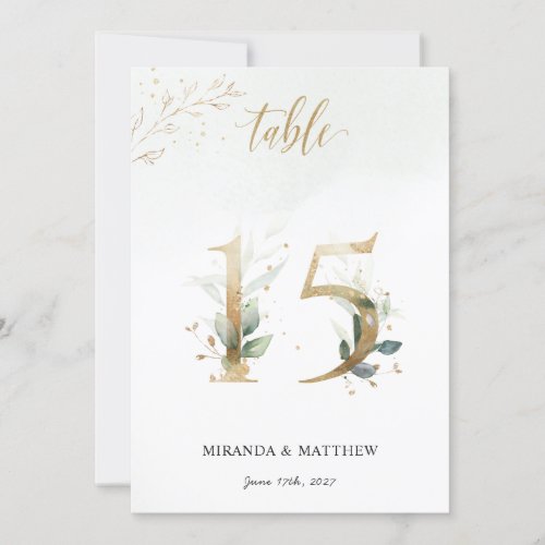 Green  Gold Foliage Size 5 x 7 Table Number 15