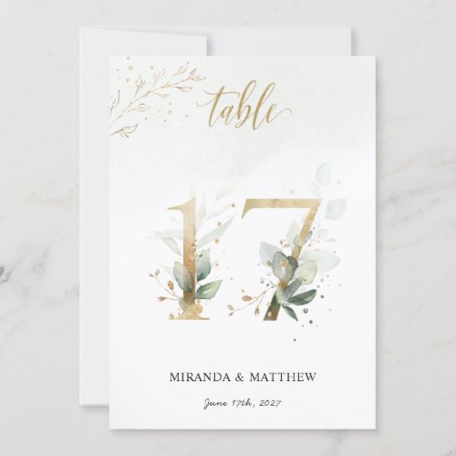 Green  Gold Foliage Size 5 x 7 Table Number 17