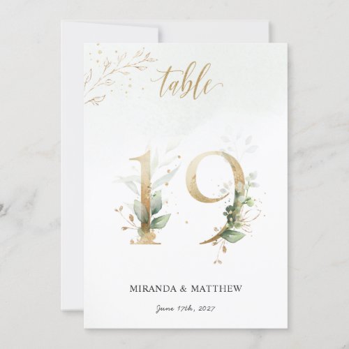 Green  Gold Foliage Size 5 x 7 Table Number 19