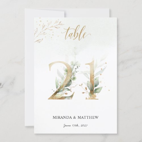 Green  Gold Foliage Size 5 x 7 Table Number 21
