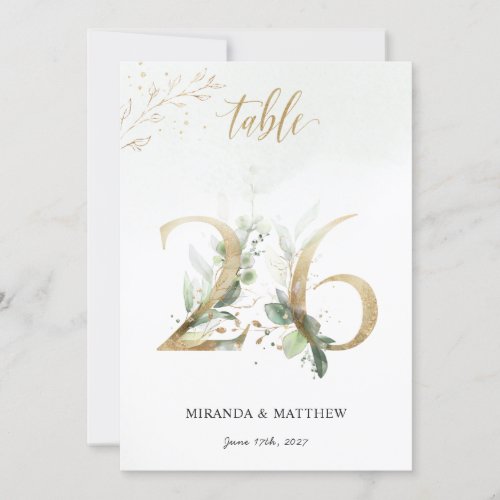 Green  Gold Foliage Size 5 x 7 Table Number 26