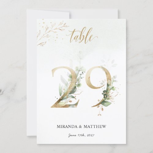 Green  Gold Foliage Size 5 x 7 Table Number 29