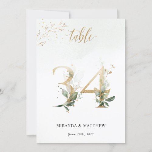 Green  Gold Foliage Size 5 x 7 Table Number 34