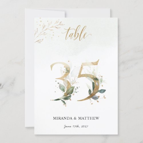 Green  Gold Foliage Size 5 x 7 Table Number 35