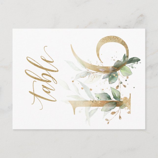 Green & gold foliage, Table 16, Table Number (Front)