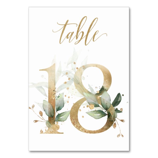 Green & gold foliage, Table 18, Table Number (Front)