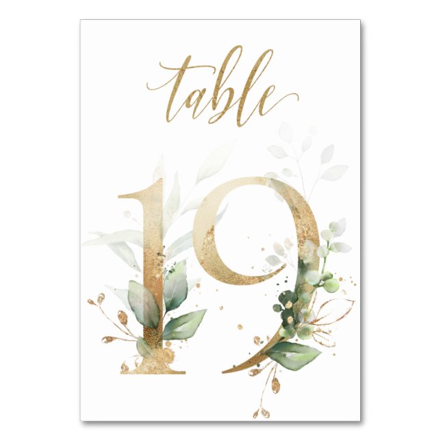 Green & gold foliage, Table 19, Table Number (Front)