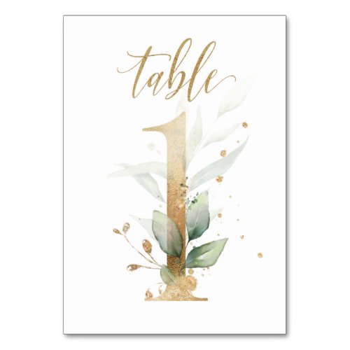 Green  gold foliage Table 1 Table Number