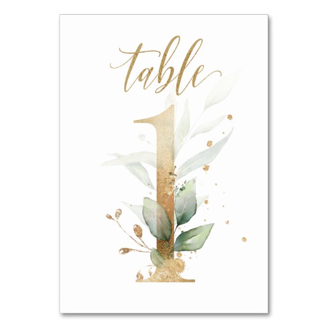 Green & gold foliage, Table 1, Table Number (Front)