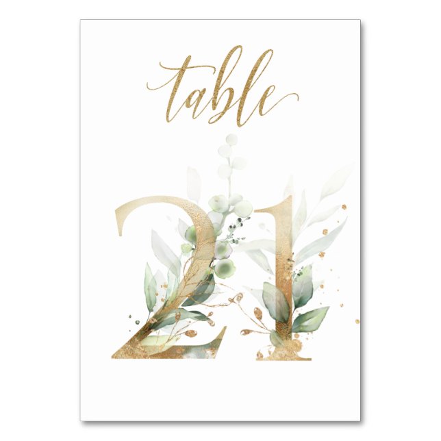 Green & gold foliage, Table 21, Table Number (Front)