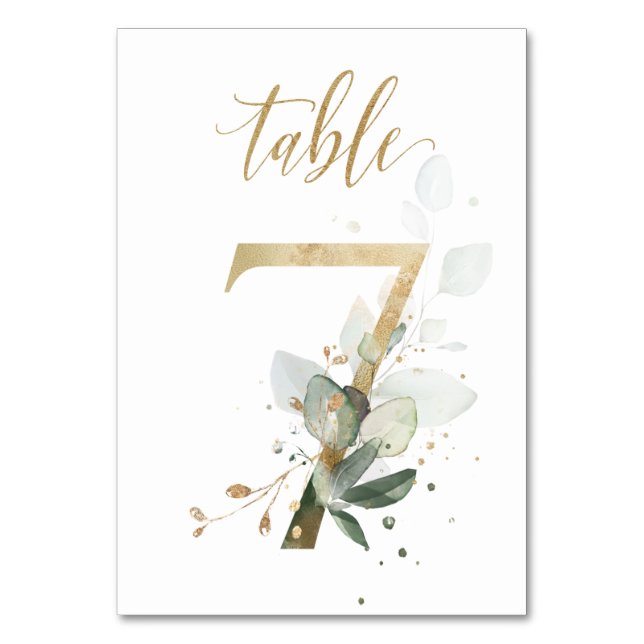 Green & gold foliage, Table 7, Table Number (Front)