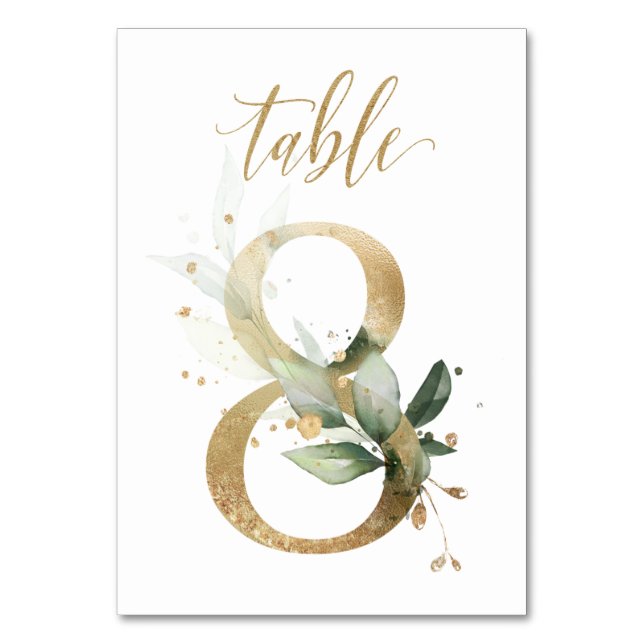 Green & gold foliage, Table 8, Table Number (Front)
