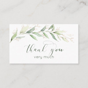 Green & gold foliage Thank You Business Card