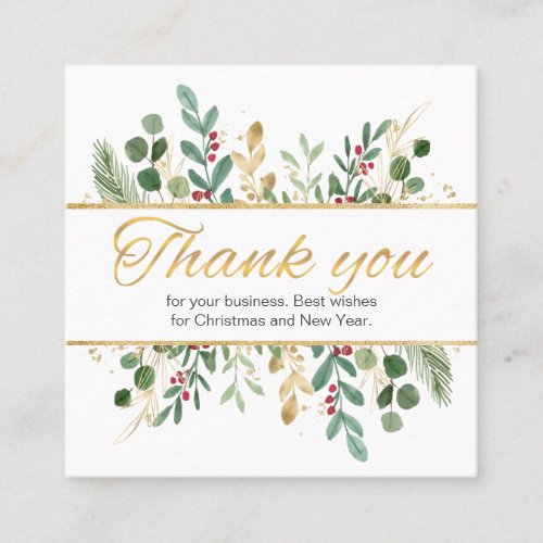 Green Gold Foliage Thank You Business Card