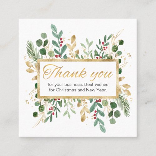 Green Gold Foliage Thank You Business Card