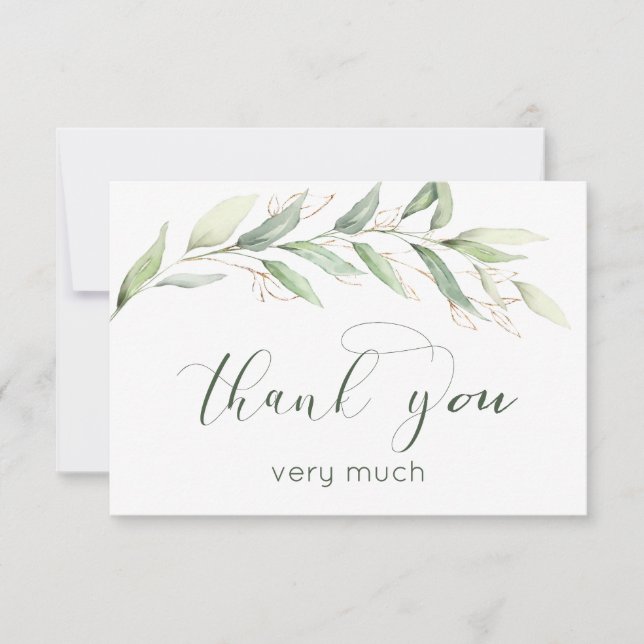 Green & gold foliage Thank You Card (Front)