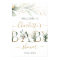 Green & gold foliage Welcome Baby shower sign