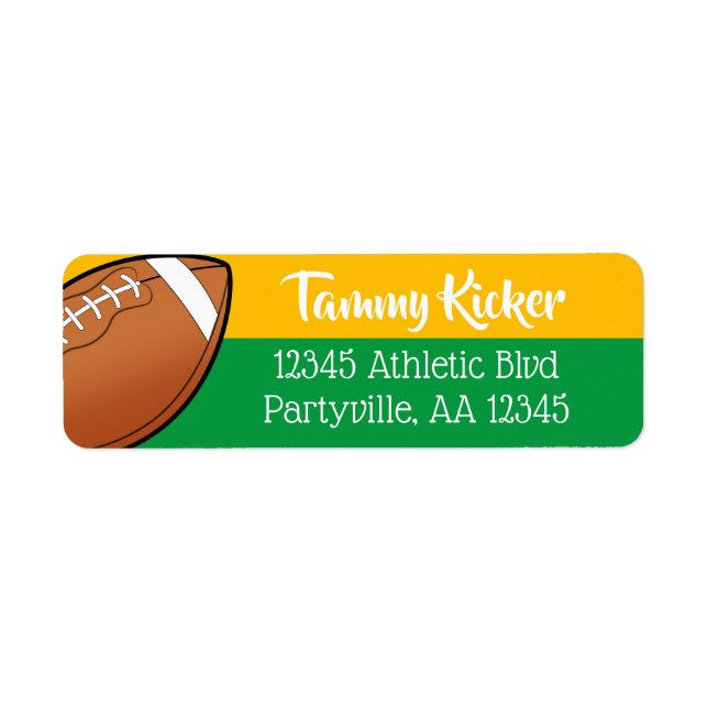 Green & Gold Football Address Label (Front)