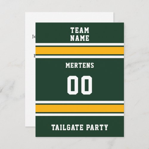 Green  Gold Football Tailgate Party Invitation