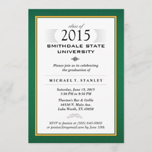 Green & Gold Formal Graduation Party Invite