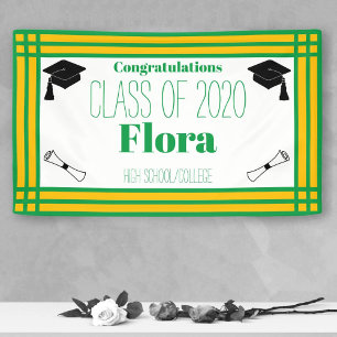 Green Gold Geometric Graduation Party Banner