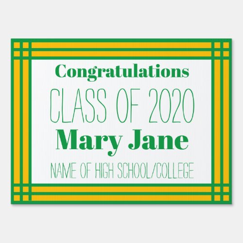 Green Gold Geometric Graduation Party Sign