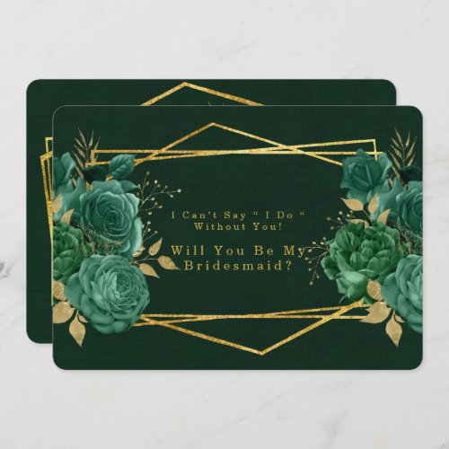 Green  Gold Geometric Will You Be My Bridesmaid Invitation