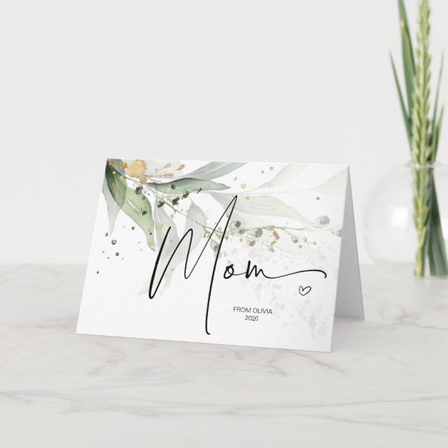 Green Gold Gift for Mom Happy Mothers Day Greeting Card (Front)