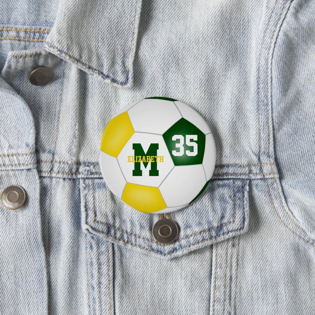 green gold girls boys soccer team colors button (In Situ)