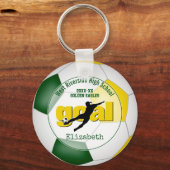 green gold girls soccer goal team spirit sports keychain (Front)