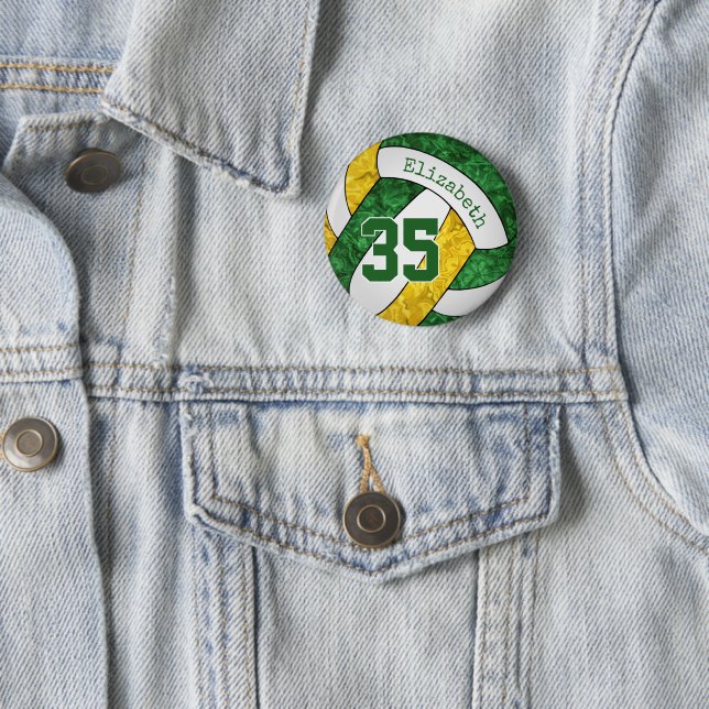 green gold girls volleyball team colors button (In Situ)