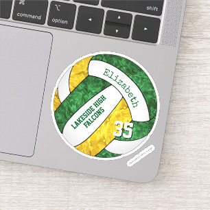 green gold girls' volleyball w school mascot name sticker