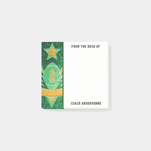 Green Gold Glitter American Football Coach Fathers Post-it Notes