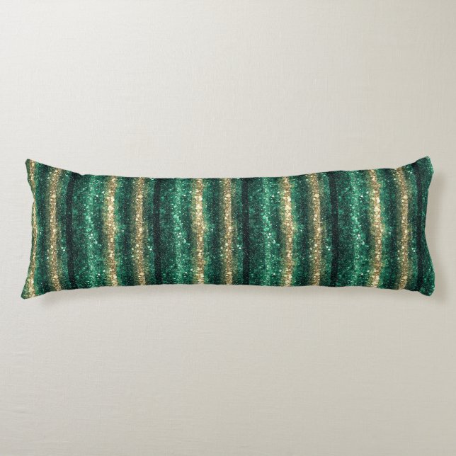Green Gold Glitter Christmas Body Pillow (Front)