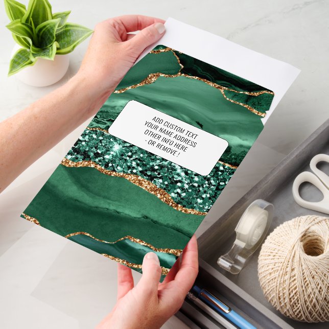 Green Gold Glitter Envelope Mailers Personalized (Desk)