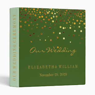 Green Gold Glitter Faux Foil Confetti Personalize 3 Ring Binder