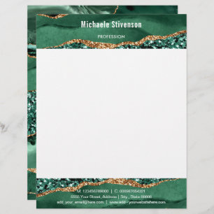 Green Gold Glitter Framed Your Letterhead Template