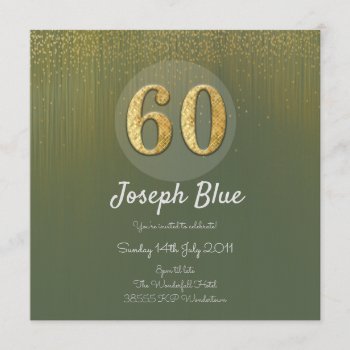 Green Gold Glitter Hearts 60th Birthday Invitation by johan555 at Zazzle