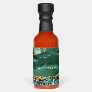 Green Gold Glitter Hot Sauces Personalized Name