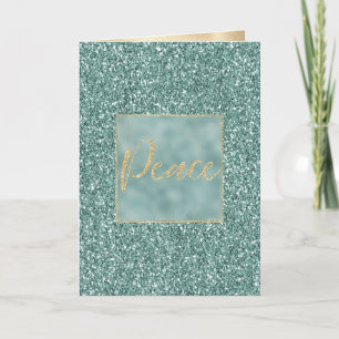 Green Gold Glitter Peace    Card